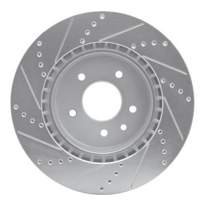 Jaguar XJR Brake Rotor (1) - Rear Right - R1 Concepts - Drilled & Slotted - Silver - `00-`06